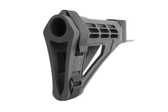 SB Tactical black pistol stabilizing brace has an adjustable strap to perfectly fit the needs of any shooter